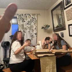 Pizza Hut - Just one very happy family eating pizza!