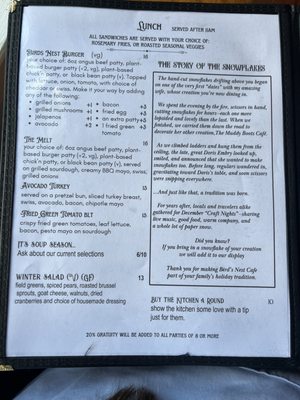 Menu photo 2 Bird's Nest Cafe Nashville, IN