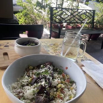 Michi's - Carne Asada Bowl and a Side of Black Beans - Pizza Near Me - Doral, Florida Michi's - Carne Asada Bowl and a Side of Black Beans - Pizza Near Me - Doral, Florida