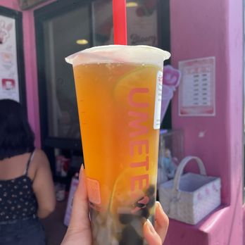 UME - Passion fruit green tea w/lyche jelly and boba - Bubble Tea Near Me - Santa Cruz, California UME - Passion fruit green tea w/lyche jelly and boba - Bubble Tea Near Me - Santa Cruz, California
