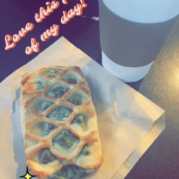Jackrabbit Coffee - Dirty Chai Latte and spinach pastry. - Coffee & Tea Near Me - Anderson, Indiana