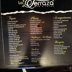 La Terraza Bar & Tapas - Parte del menu