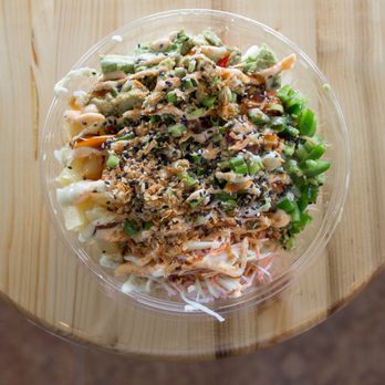 Poke Bros - a bowl of food on a table - Hawaiian Near Me - Glenview, Illinois