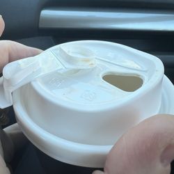 Gourmet Donuts - Very solid plastic lid on a large hot coffee. Unfortunately, the flip top tends to pop completely off when you try to lock it open.