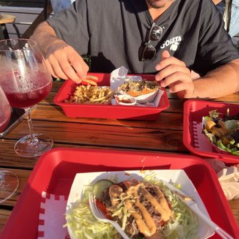 Dang Burger - dang burger over a bed of lettuce (their version of lettuce wrapped) - Burgers Near Me - Carpinteria, California