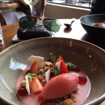 The Oxford Kitchen - Strawberry and yoghurt panna cotta is a promise of all beautiful things to come! - Brasseries Near Me - Oxford, OXF The Oxford Kitchen - Strawberry and yoghurt panna cotta is a promise of all beautiful things to come! - Brasseries Near Me - Oxford, OXF