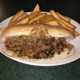 Cheesesteak Hoagie with fries. Cheesesteak Hoagie with fries.