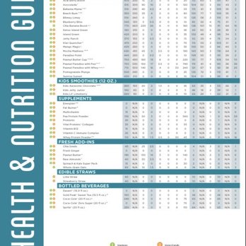 Tropical Smoothie Cafe - Nutrition chart - Juice Bars & Smoothies Near Me - Sierra Vista, Arizona Tropical Smoothie Cafe - Nutrition chart - Juice Bars & Smoothies Near Me - Sierra Vista, Arizona
