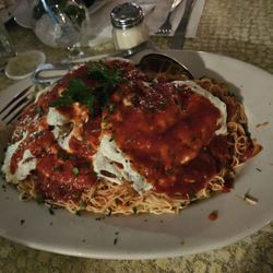 Roxanne's Brick Oven Pizzeria Bar & Grill - This was the Parmigina family plate!  Wow!  Huge portion- my husband and I both ate & took home tons of food!