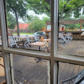 Cascabel - Patio view on a rainy day - Vegan Near Me - Houston, Texas Cascabel - Patio view on a rainy day - Vegan Near Me - Houston, Texas