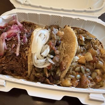Mesa Agricola - Mushrooms Al Ajillo Taco Turkey Mole (wowza!!! So good)   Steak in Chile Colorado Taco - Tacos Near Me - Escondido, California