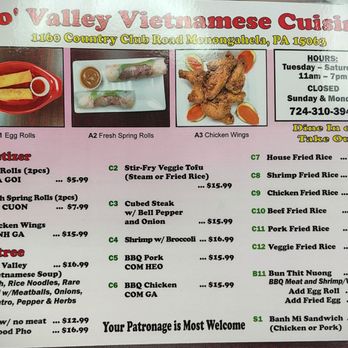 Pho Valley - Menu as of 4/26/26 - Vietnamese Near Me - Monongahela, Pennsylvania