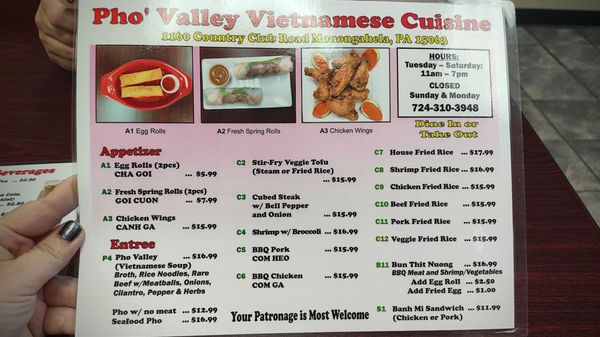 Menu photo 1 Pho Valley Monongahela, PA
