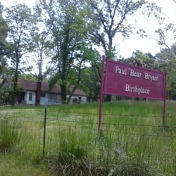 Bear Bryant Birthplace - Sign and birthplace home of legendary Alabama football coach "Bear" Bryant