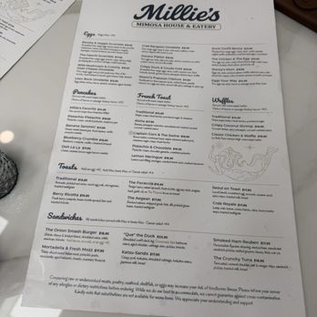 Millie's Mimosa House & Eatery - Menu - Breakfast & Brunch Near Me - Babylon, New York