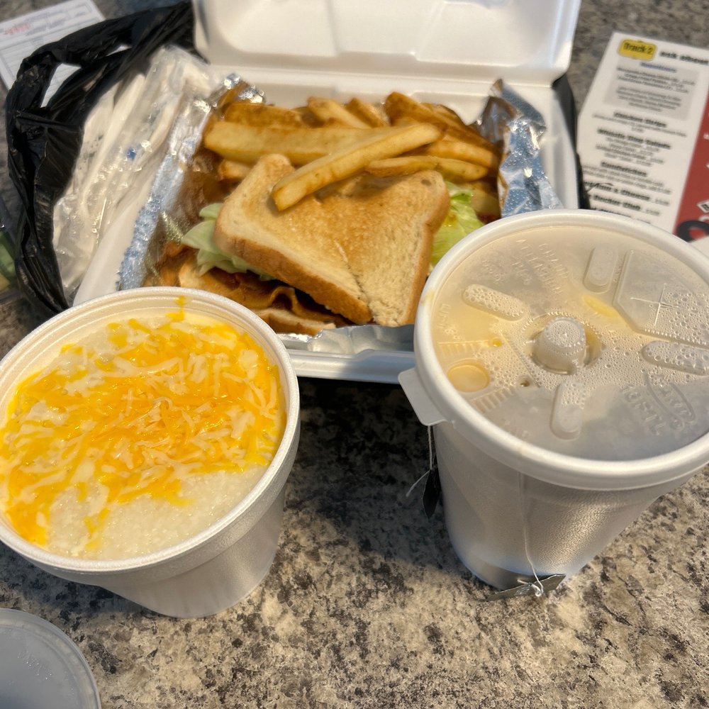 BLT,Steak Fries,Cheese Grits and chamomile Tea BLT,Steak Fries,Cheese Grits and chamomile Tea