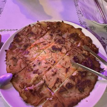 Korea BBQ & Tofu - Seafood Pancake. Very crunchy, crispy and so thin which I love it!! - Korean Near Me - Livermore, California Korea BBQ & Tofu - Seafood Pancake. Very crunchy, crispy and so thin which I love it!! - Korean Near Me - Livermore, California