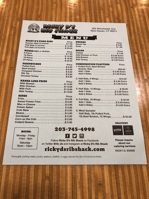 Menu photo 2 Ricky D's Rib Shack New Haven, CT Menu photo 2 Ricky D's Rib Shack New Haven, CT