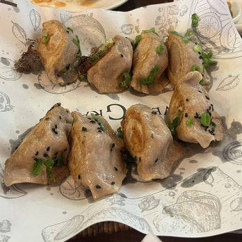 Seven Grams - Pan Fried Shrimp&Chicken Dumplings (Whole Wheat) 8pcs (tasted like fish balls, did not like) - Chinese Near Me - Tustin, California Seven Grams - Pan Fried Shrimp&Chicken Dumplings (Whole Wheat) 8pcs (tasted like fish balls, did not like) - Chinese Near Me - Tustin, California