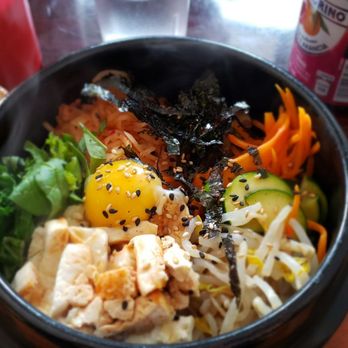 Maté Latte - Hot stone bowl bibimbap with kimchee and miso soup. - Cafes Near Me - Montreal, Quebec