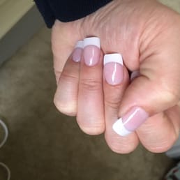 Full set, French manicure, white tips. Full set, French manicure, white tips.