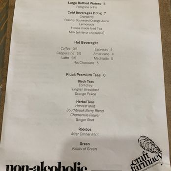 Craft Farmacy - Non Alcoholic list - 1 - Seafood Near Me - London, Ontario Craft Farmacy - Non Alcoholic list - 1 - Seafood Near Me - London, Ontario