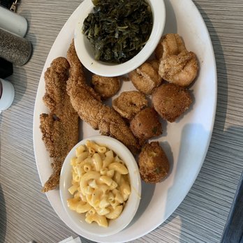 Soul Fish Cafe - Fish and Shrimp - I added a side because it only comes with 1. The greens were good - the Mac and cheese - decent - Southern Near Me - Memphis, Tennessee Soul Fish Cafe - Fish and Shrimp - I added a side because it only comes with 1. The greens were good - the Mac and cheese - decent - Southern Near Me - Memphis, Tennessee