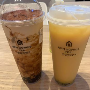 BenGong's Tea - Arcadia - tiramisu milk tea (L) and passion fruit yakult tea (R) - Bubble Tea Near Me - Arcadia, California