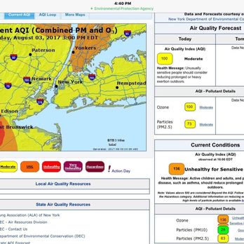 US Environmental Protection Agency - Ozone is my problem. Great Day for a stress test. I feel it when indoors too. 08/03/17 - Public Services & Government Near Me - New York, New York