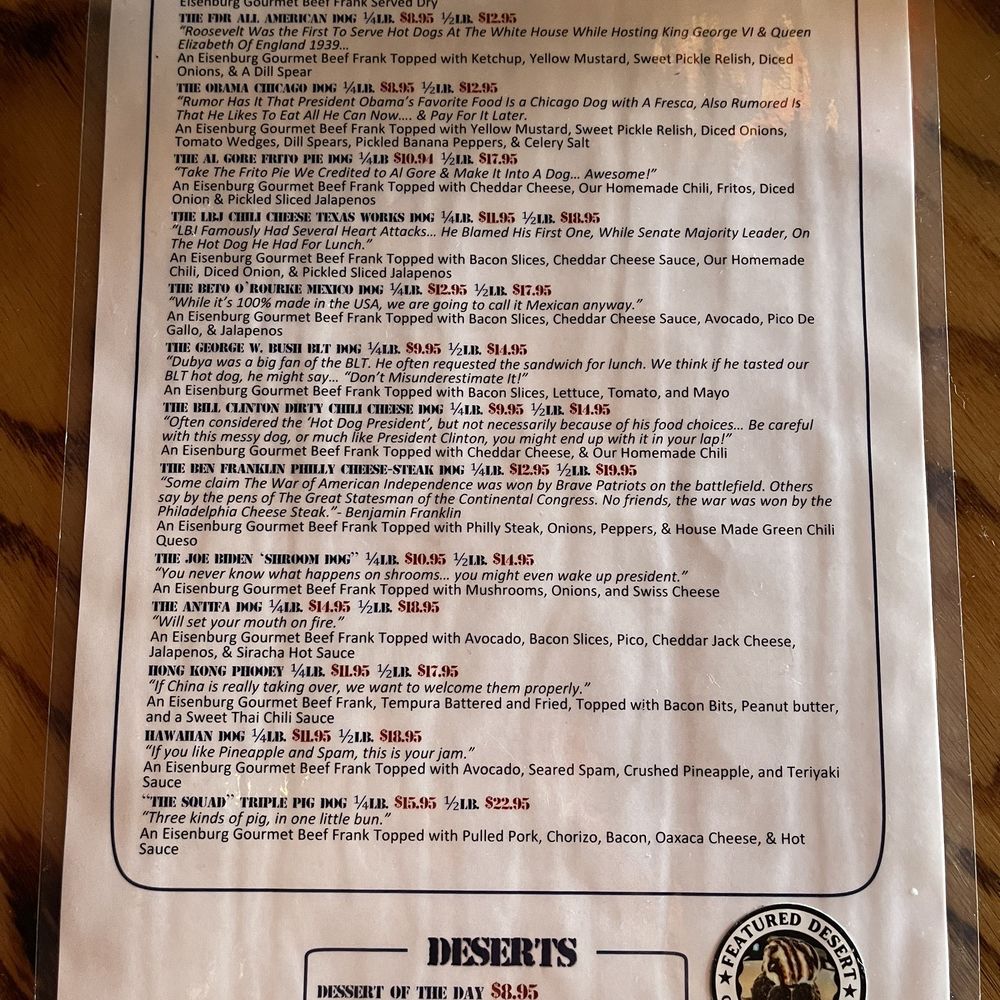 hot dog menu hot dog menu