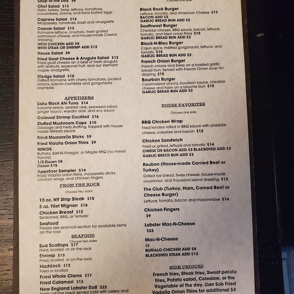 Black Rock Steakhouse - Steakhouses Near Me - Springfield, Vermont