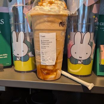 Starbucks - Fantastic Starbucks Staffs Made Yum Awesome drinks  Caramel ribbon crunch frappe with extra ice grande In Venti cup - Coffee & Tea Near Me - Lincolnwood, Illinois