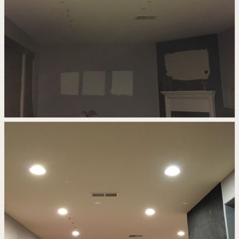 Precision Electrical Services - Before and after of recess lights installed in family room - Electricians Near Me - Murrieta, California