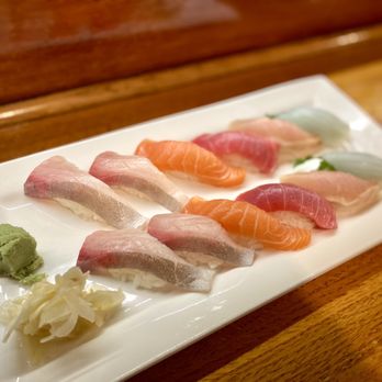 Sushi Kan - a variety of sushi on a white plate - Japanese Near Me - San Jose, California Sushi Kan - a variety of sushi on a white plate - Japanese Near Me - San Jose, California
