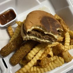 Malt N Burger - 1. Classic 1/4 lb. Burger Cheese Sticks Tater Tots