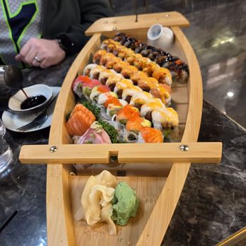 Nara Ramen and Sushi Bar - 4 rolls or more for the table and you get it in a cool boat with dry ice smoke effect - Sushi Bars Near Me - Caldwell, Idaho