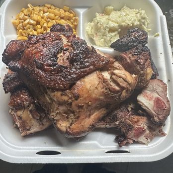 Herb's Rib Shack - 2 meat plate ribs and chicken with corn and potato salad. - Barbeque Near Me - Mableton, Georgia Herb's Rib Shack - 2 meat plate ribs and chicken with corn and potato salad. - Barbeque Near Me - Mableton, Georgia