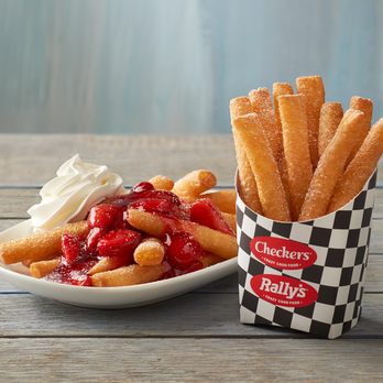 Checkers - a plate of churros and a bowl of strawberries - Fast Food Near Me - Bronx, New York