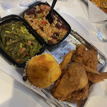 Stuff My Turkey - Fried chicken wings, red beans and rice and green beans - Chicken Wings Near Me - Las Vegas, Nevada