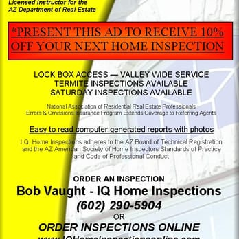 IQ Home Inspections - 10% of Home Inspection Flyer - Home Inspectors Near Me IQ Home Inspections - 10% of Home Inspection Flyer - Home Inspectors Near Me