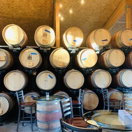 Inside seating among the barrels