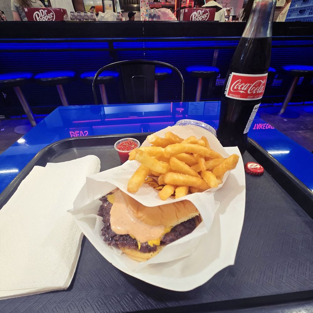Burger Bodega - A classic double smash and fries - and a Mexican Coke - Burgers Near Me - Houston, Texas