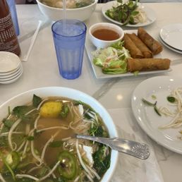 Rice Vermicelli with Grilled Chicken and Egg Roll / Bún Gà Nướng, Chả Giò