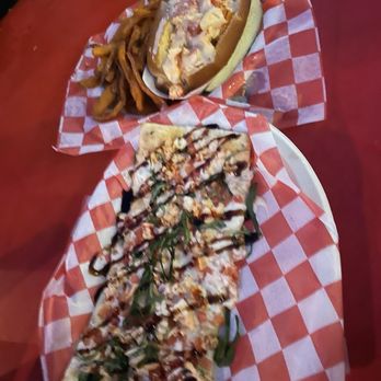 Beal's Lobster Pier - Caprese Lobster Flatbread + Lemon Butter Lobster Roll - Seafood Near Me - Southwest Harbor, Maine