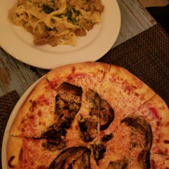 Oltre Mare - Pizza parmigiana and pappardelle with fungi - Italian Near Me - San Diego, California Oltre Mare - Pizza parmigiana and pappardelle with fungi - Italian Near Me - San Diego, California