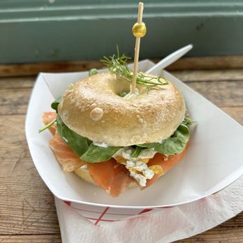 Bagelbop - Salmon lox with egg and spinach on a bagel - Bagels Near Me - Seattle, Washington