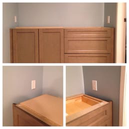 Electrical outlets were not taken into account when measuring vanity space.