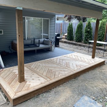 ANG Home Solutions - Herringbone Deck Design for Deck Extension - Flooring Near Me ANG Home Solutions - Herringbone Deck Design for Deck Extension - Flooring Near Me