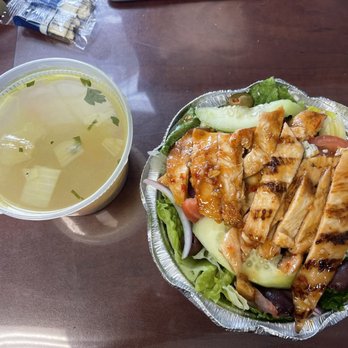 Good Fellows Pizza - Orzo soup with sweet chili grilled chicken over Garden Salad - Italian Near Me - Fords, New Jersey Good Fellows Pizza - Orzo soup with sweet chili grilled chicken over Garden Salad - Italian Near Me - Fords, New Jersey