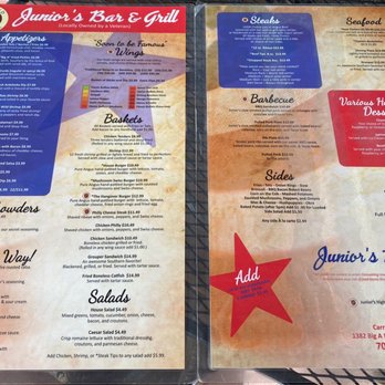 Junior's Bar & Grill - Laminated menu - Bars Near Me - Toccoa, Georgia Junior's Bar & Grill - Laminated menu - Bars Near Me - Toccoa, Georgia